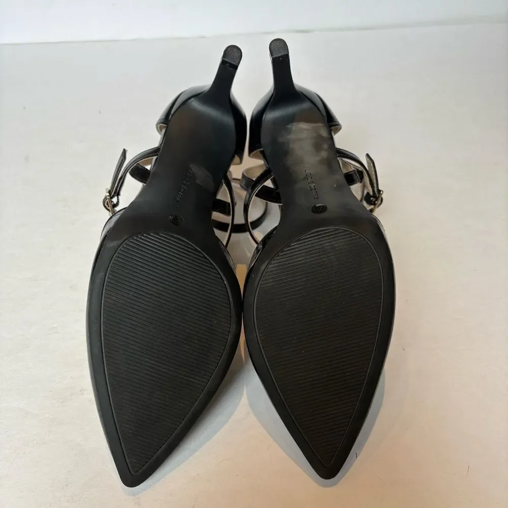Liz Claiborne Women's Black Strappy Heels Harvey Back Zipper Size 10M